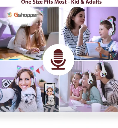 Colorful Lighting LED Wireless Cat Ear Headphones — Over-Ear Headphones