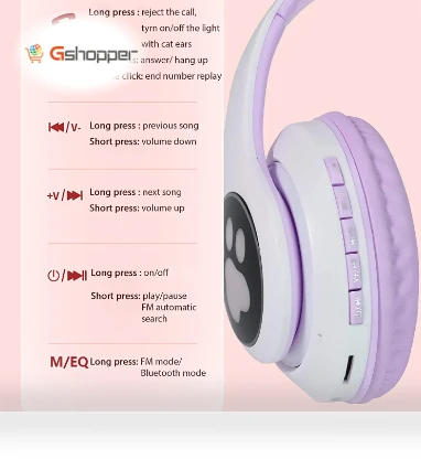 Colorful Lighting LED Wireless Cat Ear Headphones — Over-Ear Headphones