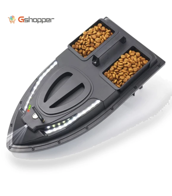 Dual Hoppers Bait Boat With Cool Turning Light and Constant Speed Cruise Mode — Artificial Bait, Flytec