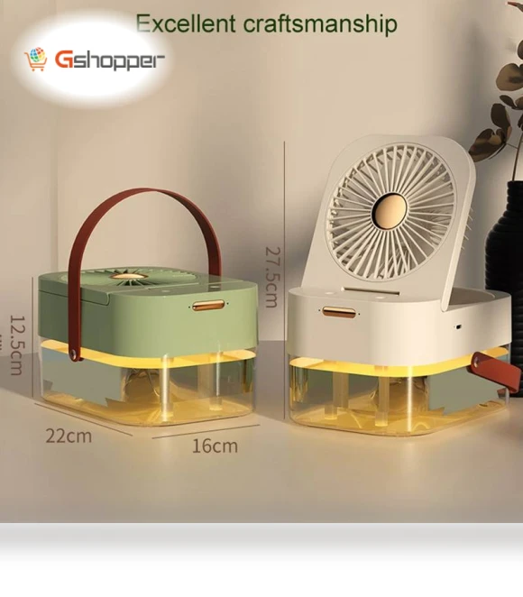 Dual Spray Humidification Fan with Ambient Light and Aromatherapy — Air Moisturizers
