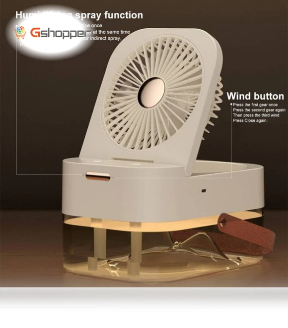 Dual Spray Humidification Fan with Ambient Light and Aromatherapy — Air Moisturizers