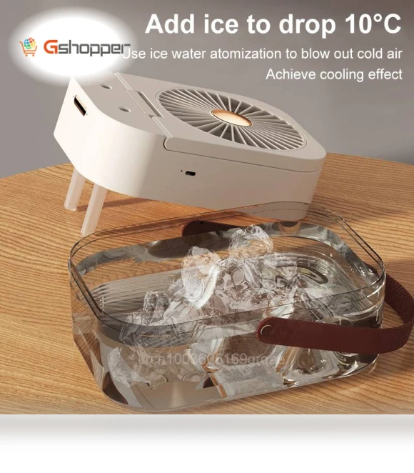 Dual Spray Humidification Fan with Ambient Light and Aromatherapy — Air Moisturizers