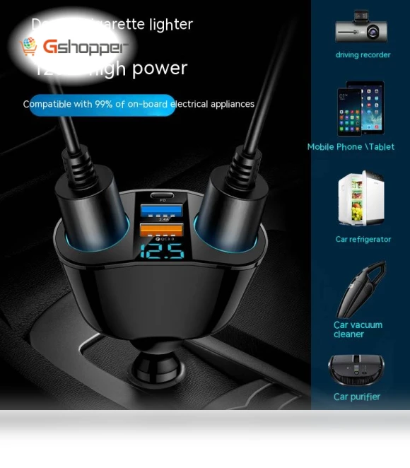 Dual USB Type-C Car Charger with Digital Display — Vehicle Power Solutions
