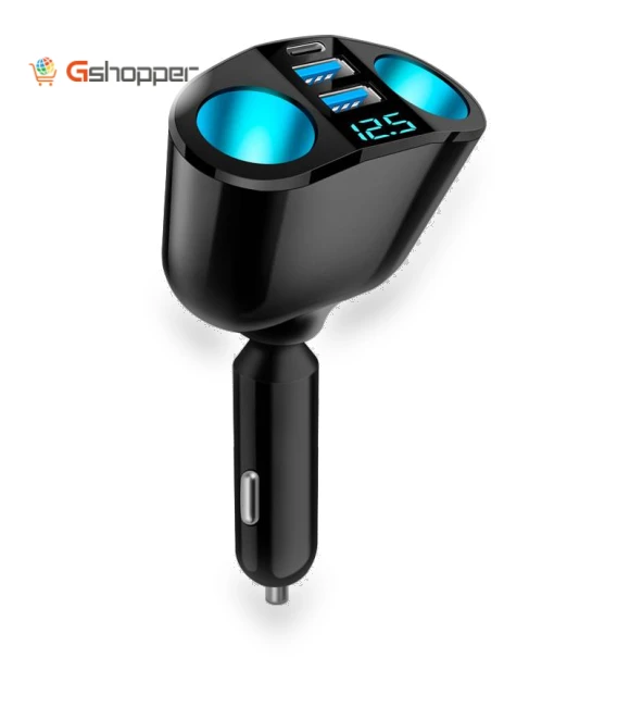 Dual USB Type-C Car Charger with Digital Display — Vehicle Power Solutions