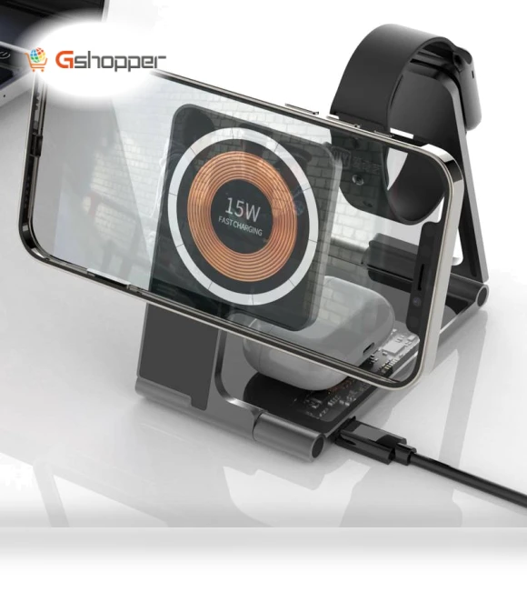 Folding Magsafe Transparent Magnetic Three-in-One Wireless Charger — Chargers