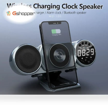Multifunction Wireless Charger with Speaker, FM Radio, and Alarm Clock — FM Transmitters
