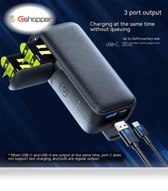 Retractable Power Bank Battery Charger for GoPro — Battery Chargers, Taixun