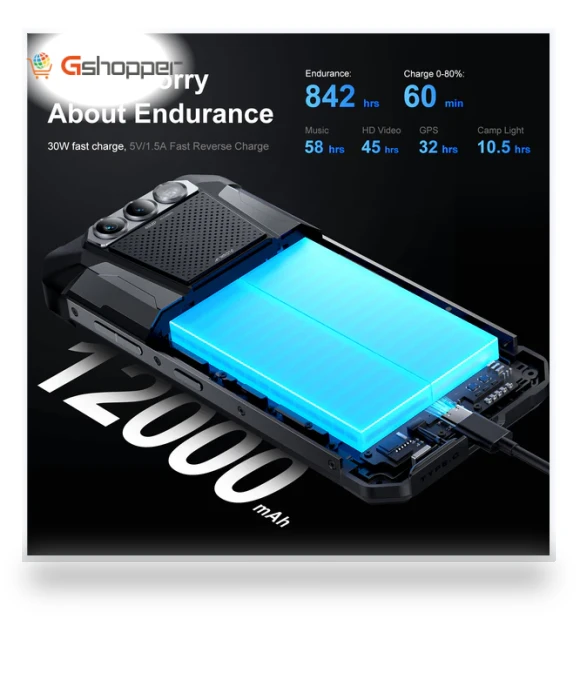 Rugged Smartphone with Camping Lights — Portable Audio Solutions, FOSSiBOT