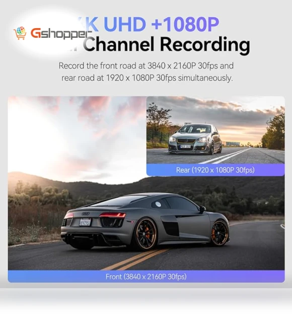 Ultra 4K Front + Full HD 1080P Rear Dual Channel Wi-Fi GPS Dash Camera — Dashboard Cameras, VIOFO