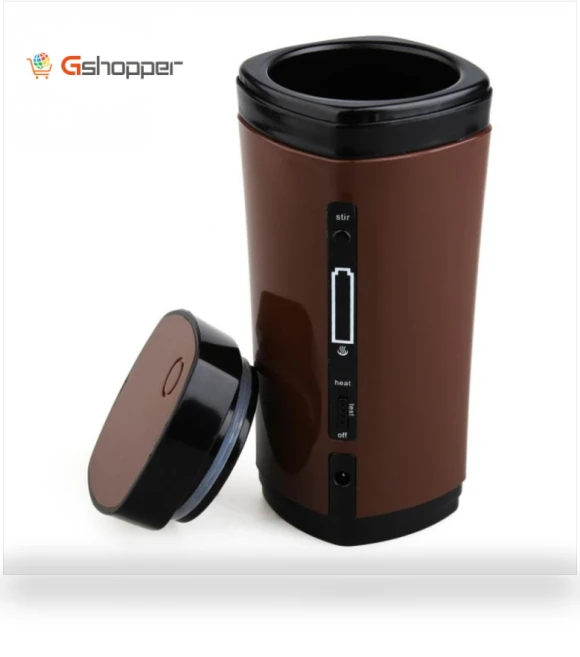 Heated Automatic Stirring Insulated Coffee Mug — Travel Drinkware