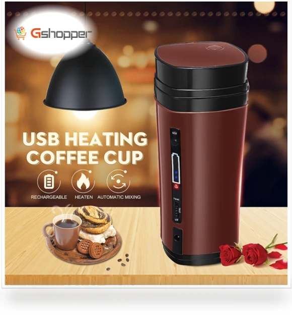 Heated Automatic Stirring Insulated Coffee Mug — Travel Drinkware