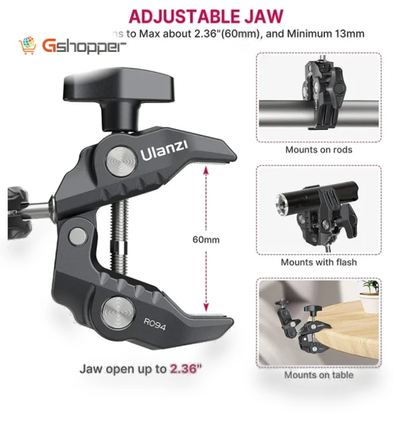 Metal Super Clamp with 360° Ball Head Magic Arm — Mounts & Clamps, Ulanzi