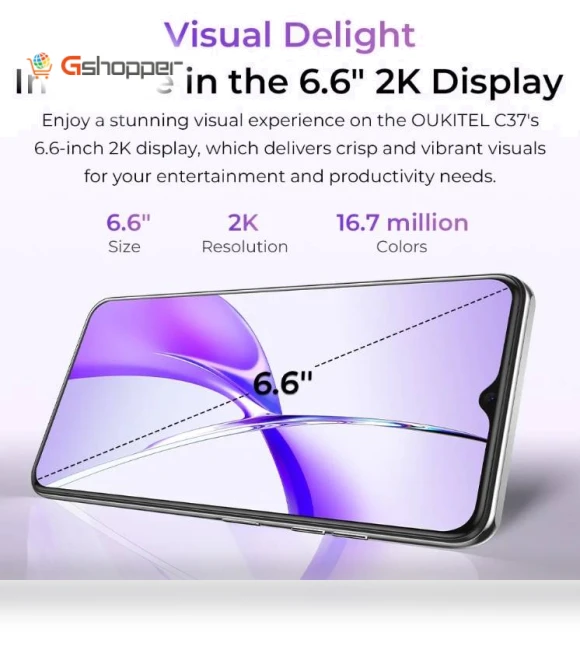 Smartphone with 5150mAh Battery and 6.6-Inch 2k Display — Mobile Devices & Accessories, OUKITEL