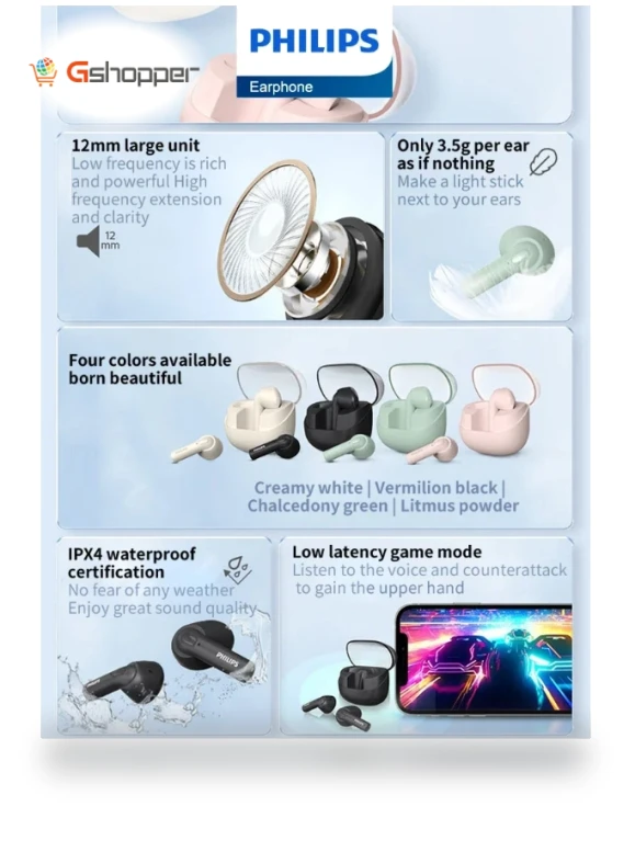 Wireless Bluetooth 5.3 Headphones — In-Ear Headphones, Philips