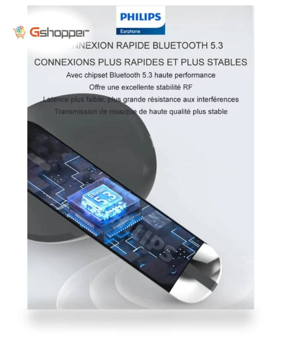 Wireless Bluetooth 5.3 Headset Mini Crystal Shell Earbuds — In-Ear Headphones, Philips