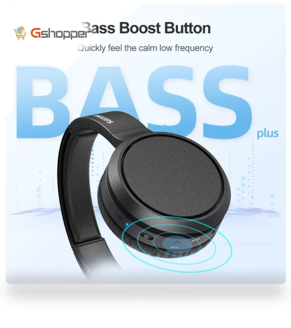 Wireless Bluetooth Headphones with Bass Plus Touch — Over-Ear Headphones, Philips