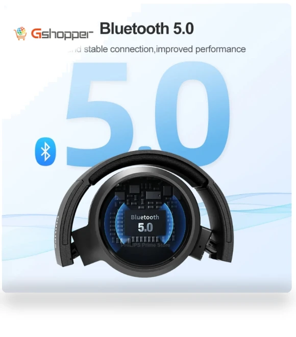 Wireless Bluetooth Headphones with Bass Plus Touch — Over-Ear Headphones, Philips