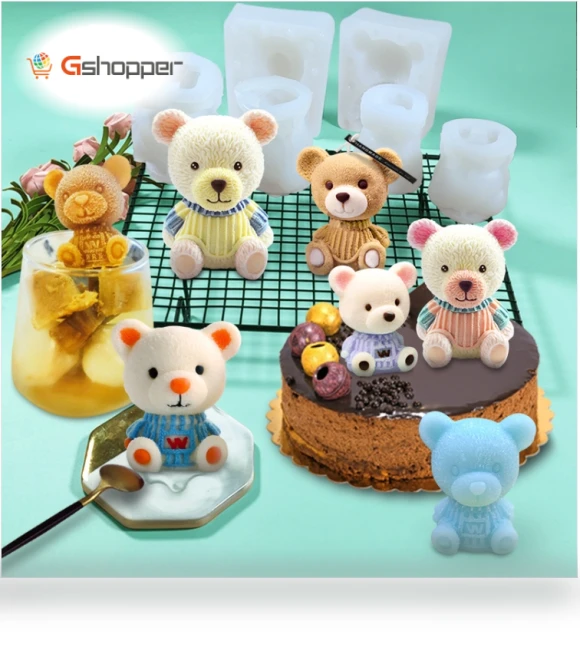 Cartoon Milk Tea Coffee Bear Ice Cube Silicone Mold — Molds
