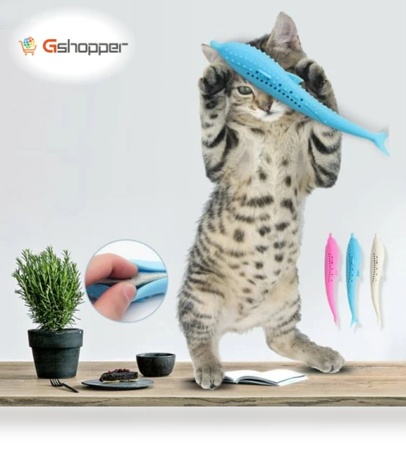 Catnip Cat Teeth Cleaning Silicone Dolphin Toy — Dental Care