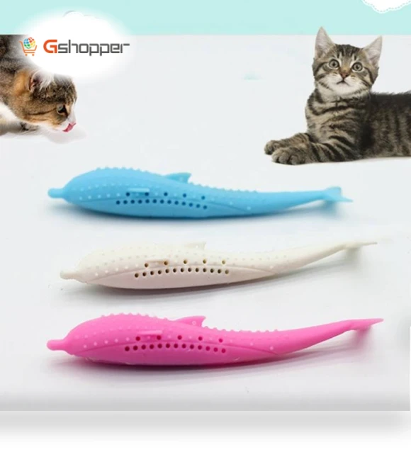 Catnip Cat Teeth Cleaning Silicone Dolphin Toy — Dental Care