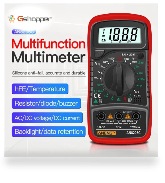 Digital Multimeter AC/DC Ammeter Volt Ohm Tester Meter — Electrical Testers, ANENG