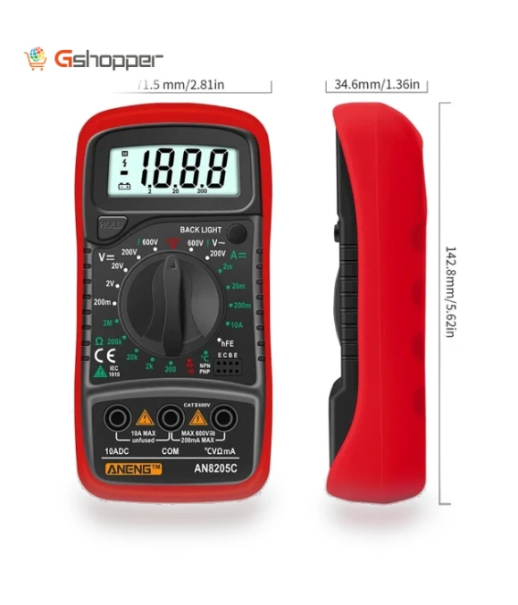 Digital Multimeter AC/DC Ammeter Volt Ohm Tester Meter — Electrical Testers, ANENG