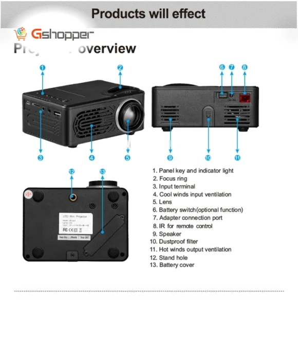Portable TFT LCD Home Theater Multimedia HD 1080P LED Mini Projector — Home Theater Projectors