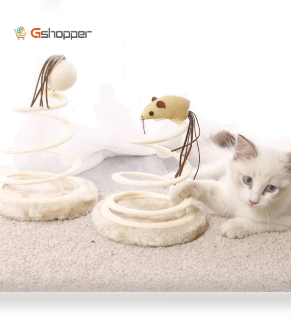 Spiral Wire Spring Fabric Round Cats Scratching Toys — Cat Playthings