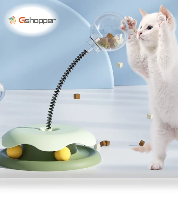 Teasing Cats Toy Turntable With Spring Leaky Food Ball — Cat Playthings