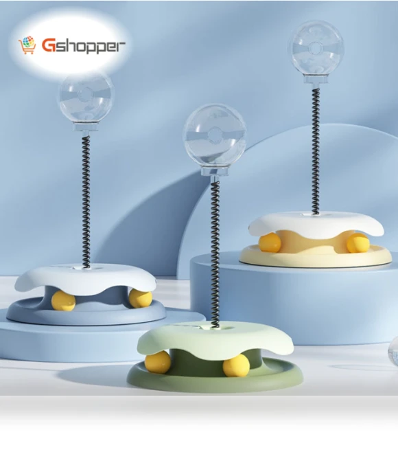 Teasing Cats Toy Turntable With Spring Leaky Food Ball — Cat Playthings