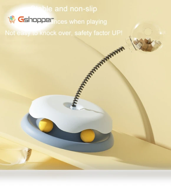 Teasing Cats Toy Turntable With Spring Leaky Food Ball — Cat Playthings