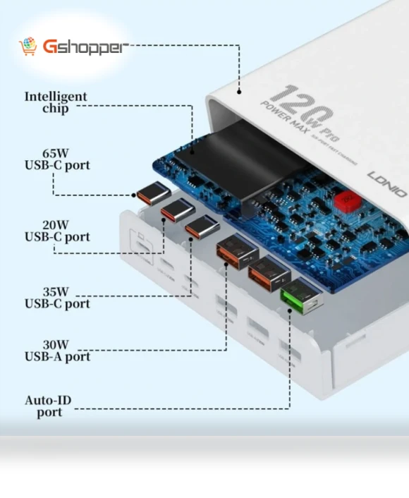 120W 6-Port USB Charger — Power Hubs, LDNIO