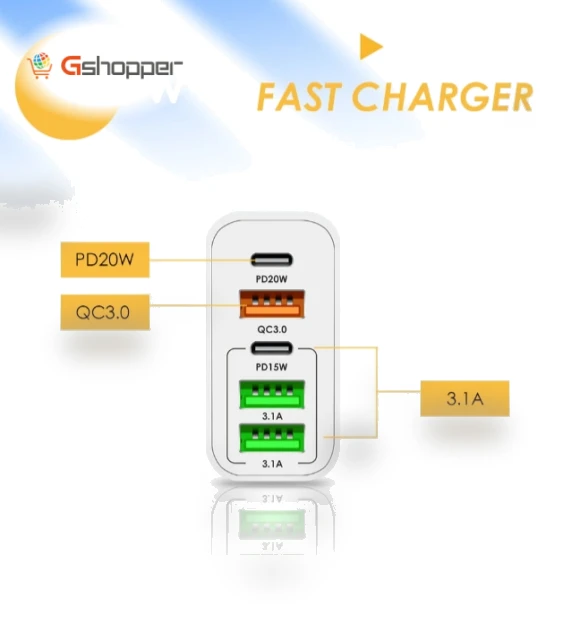 65W 5-Port USB PD Charger — Chargers