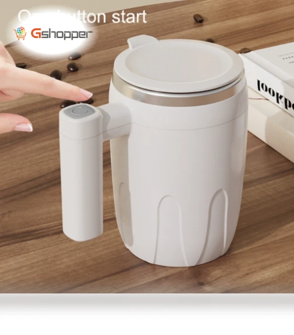 Automatic Stainless Steel Stirring Mug — Beverage Warmers