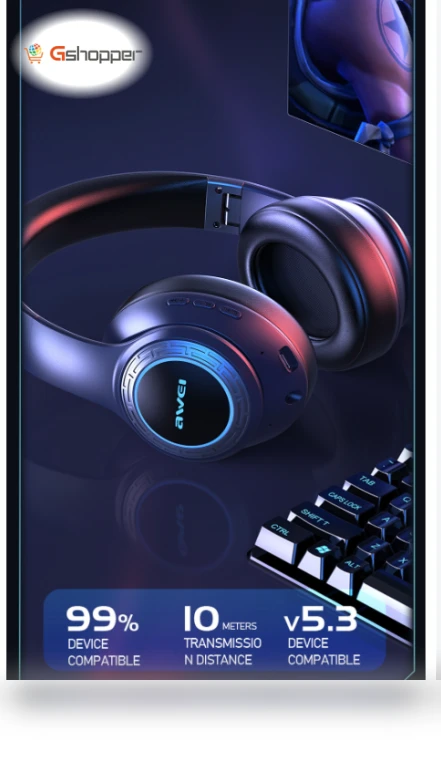 Bluetooth 5.3 Headphone with HiFi Stereo Bass — Audio Gear, AWEI