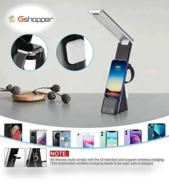 LED Desk Light 3 in 1 Table Lamp with Wireless Charger — Study & Desk Lighting
