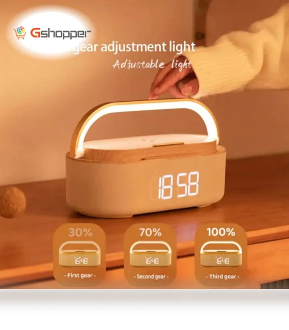 Multifunction Night Light Alarm Clock with Wireless Charger and BT Speaker — Alarm
