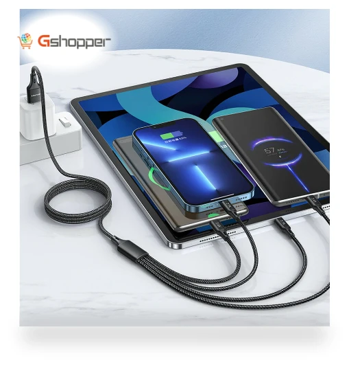 Nylon 4 in 1 Fast Multi Charging Data Cable — Cables, AWEI