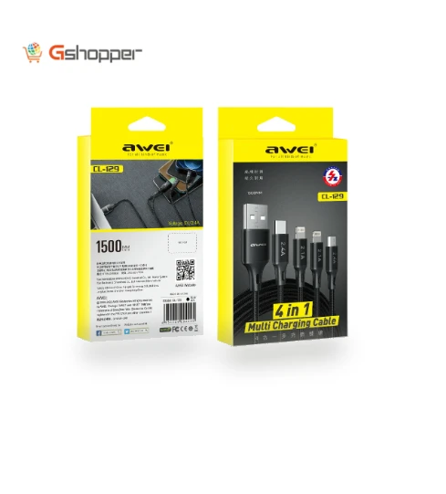 Nylon 4 in 1 Fast Multi Charging Data Cable — Cables, AWEI