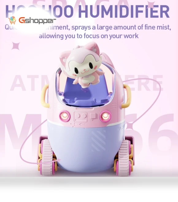 Portable Desktop Cute Cartoon Tank Car Air Humidifier with LED Lights — Air Moisturizers