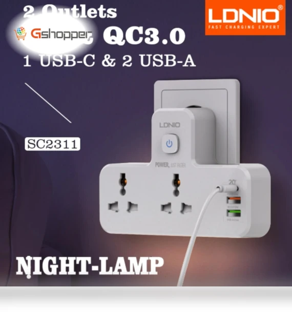 Universal Power Socket with 2 Outlets and 3USB Ports — Power Hubs, LDNIO