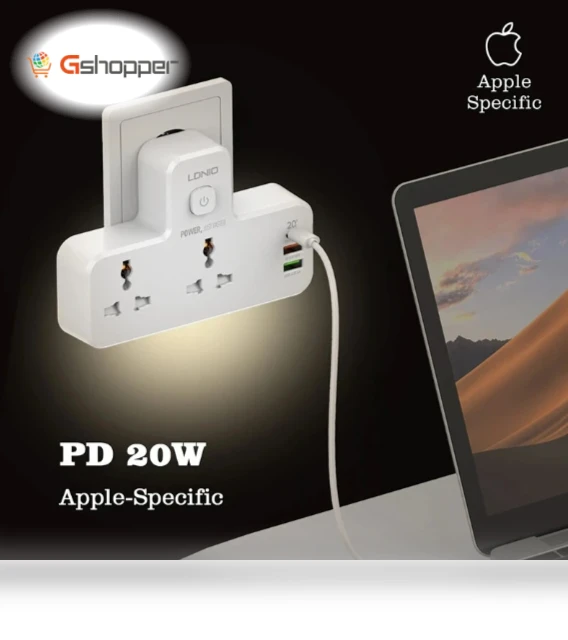 Universal Power Socket with 2 Outlets and 3USB Ports — Power Hubs, LDNIO