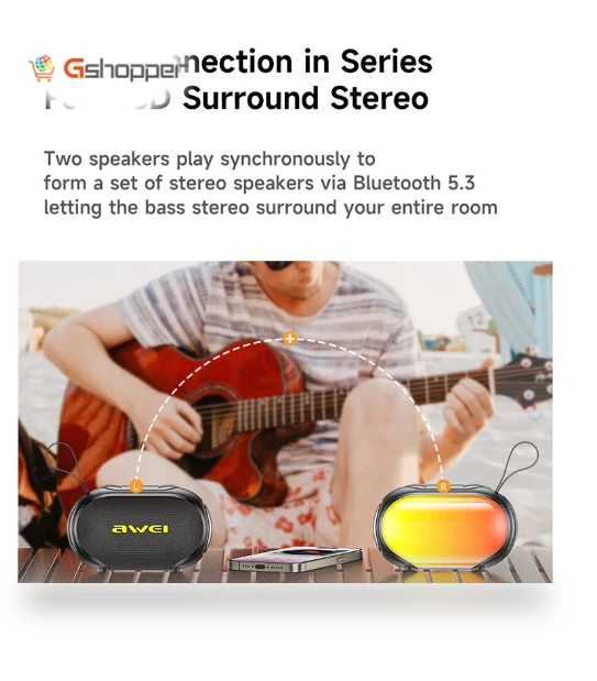Wireless Bluetooth Speaker with RGB Colorful Light — Portable Audio Solutions, AWEI