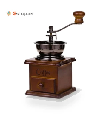 Manual Coffee Mill with Wood Stand Bowl — Hand Coffee Grinders