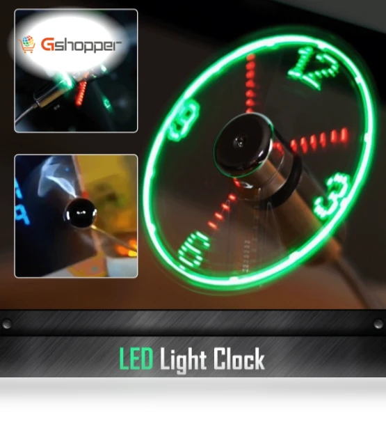Mini Time And Temperature Display with LED Light — Desk & Shelf