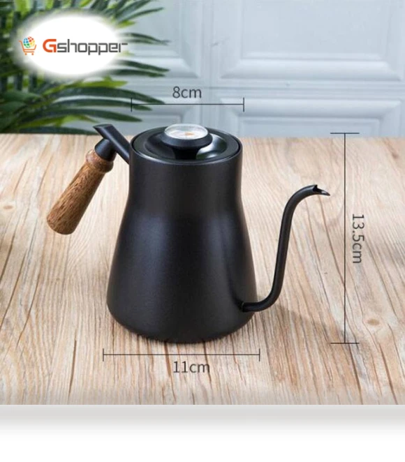 Stainless Steel Coffee Hand Pot with Wooden Handle — Stovetop Moka Pots