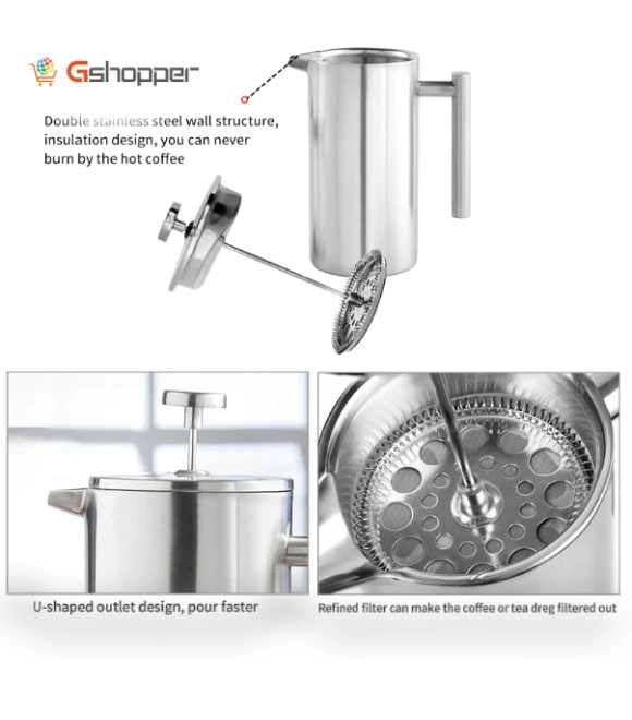 Stainless Steel French Press Coffee and Tea Pot — French Press Coffee Makers