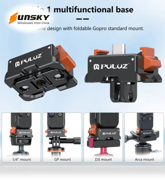 Type-C Charging Base Quick Release Mount Adapter — Tabletop & Travel, PULUZ