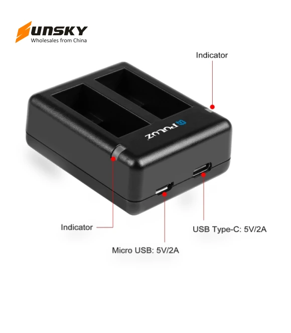 USB Dual Batteries Charger — Chargers, PULUZ