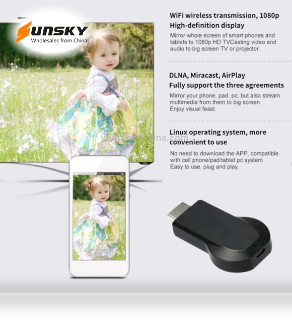 Wireless WiFi Display Dongle Receiver — USB